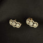Shimmering Triple Diamond Cluster Earrings | Horizontal Infinity Style Studs, Gross Wt: 3.89, Net Wt: 3.702, Diamond. Wt 0.94