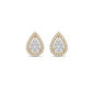 Timeless 14K Gold Pear Diamond Halo Studs | Classic Teardrop Earrings, Gross Wt: 1.91, Net Wt: 1.822, Diamond. Wt 0.44