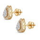 Timeless 14K Gold Pear Diamond Halo Studs | Classic Teardrop Earrings, Gross Wt: 1.91, Net Wt: 1.822, Diamond. Wt 0.44