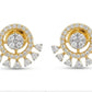 Radiant Diamond Sunburst Fan Earrings | 14K Yellow Gold Fringe Studs, Gross Wt: 2.39, Net Wt: 2.314, Diamond. Wt 0.38