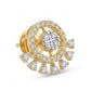Radiant Diamond Sunburst Fan Earrings | 14K Yellow Gold Fringe Studs, Gross Wt: 2.39, Net Wt: 2.314, Diamond. Wt 0.38