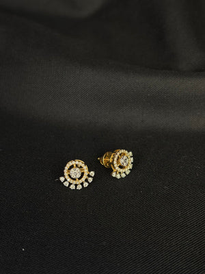 Radiant Diamond Sunburst Fan Earrings | 14K Yellow Gold Fringe Studs, Gross Wt: 2.39, Net Wt: 2.314, Diamond. Wt 0.38
