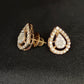 Elegant Rose Gold Teardrop Diamond Halo Earrings | 14K Pear Cluster Studs, IGI certified, Gross Wt: 3.51, Net Wt: 3.346, Diamond. Wt 0.82