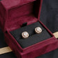 Elegant 14K Gold Triple Diamond Circle Drop Earrings | Vertical Halo Studs, Gross Wt: 3.68, Net Wt: 3.516, Diamond. Wt 0.82
