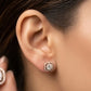 Elegant 14K Gold Triple Diamond Circle Drop Earrings | Vertical Halo Studs, Gross Wt: 3.68, Net Wt: 3.516, Diamond. Wt 0.82