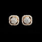 Elegant 14K Gold Triple Diamond Circle Drop Earrings | Vertical Halo Studs, Gross Wt: 3.68, Net Wt: 3.516, Diamond. Wt 0.82