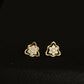 Vintage-Inspired 14K Gold Floral Lace Diamond Earrings | Open-Work Studs, Gross Wt: 2.65, Net Wt: 2.544, Diamond. Wt 0.53