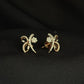 Ornate 14K Gold Royal Diamond Stud Earrings | Luxurious Patterned Halo Studs, Gross Wt: 3.95, Net Wt: 3.84, Diamond. Wt 0.55