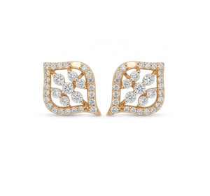 Modern 14K Gold Square Cut-Out Diamond Earrings | Geometric Halo Studs, Gross Wt: 3.18, Net Wt: 3.068, Diamond. Wt 0.56