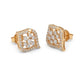 Modern 14K Gold Square Cut-Out Diamond Earrings | Geometric Halo Studs, Gross Wt: 3.18, Net Wt: 3.068, Diamond. Wt 0.56