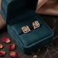 Modern 14K Gold Square Cut-Out Diamond Earrings | Geometric Halo Studs, Gross Wt: 3.18, Net Wt: 3.068, Diamond. Wt 0.56