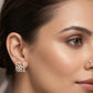 Modern 14K Gold Square Cut-Out Diamond Earrings | Geometric Halo Studs, Gross Wt: 3.18, Net Wt: 3.068, Diamond. Wt 0.56