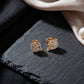 Modern 14K Gold Square Cut-Out Diamond Earrings | Geometric Halo Studs, Gross Wt: 3.18, Net Wt: 3.068, Diamond. Wt 0.56