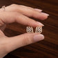 Modern 14K Gold Square Cut-Out Diamond Earrings | Geometric Halo Studs, Gross Wt: 3.18, Net Wt: 3.068, Diamond. Wt 0.56