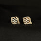 Modern 14K Gold Square Cut-Out Diamond Earrings | Geometric Halo Studs, Gross Wt: 3.18, Net Wt: 3.068, Diamond. Wt 0.56