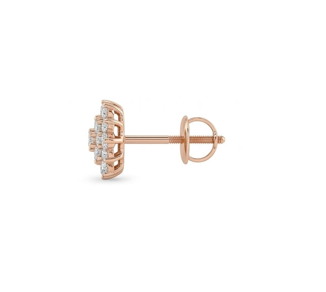 Sparkling 14K Gold Diamond Starburst Earrings | Celestial Cluster Studs, Gross Wt: 2.5, Net Wt: 2.314, Diamond. Wt 0.93