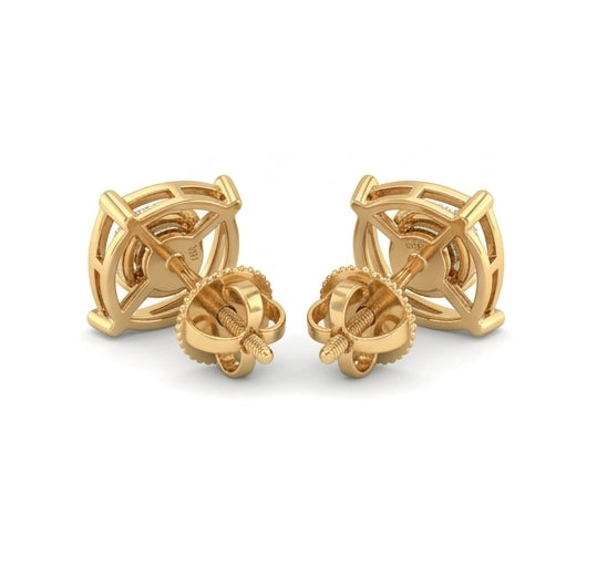 Modern 14K Yellow Gold Geometric Diamond Studs | Minimalist Open Frame Earrings, Gross Wt: 2.11, Net Wt: 2.064, Diamond. Wt 0.23