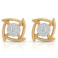 Modern 14K Yellow Gold Geometric Diamond Studs | Minimalist Open Frame Earrings, Gross Wt: 2.11, Net Wt: 2.064, Diamond. Wt 0.23