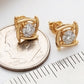 Modern 14K Yellow Gold Geometric Diamond Studs | Minimalist Open Frame Earrings, Gross Wt: 2.11, Net Wt: 2.064, Diamond. Wt 0.23