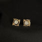 Modern 14K Yellow Gold Geometric Diamond Studs | Minimalist Open Frame Earrings, Gross Wt: 2.11, Net Wt: 2.064, Diamond. Wt 0.23