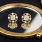 Unique 14K Gold Interlocking Orbital Diamond Earrings | Modern Hoop Studs, Gross Wt: 3.54, Net Wt: 3.426, Diamond. Wt 0.57