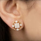 Unique 14K Gold Interlocking Orbital Diamond Earrings | Modern Hoop Studs, Gross Wt: 3.54, Net Wt: 3.426, Diamond. Wt 0.57