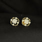 Unique 14K Gold Interlocking Orbital Diamond Earrings | Modern Hoop Studs, Gross Wt: 3.54, Net Wt: 3.426, Diamond. Wt 0.57
