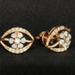Elegant 14K Two-Tone Spiral Diamond Earrings | Wave Pattern Gold Studs, Gross Wt: 2.08, Net Wt: 2.016, Diamond. Wt 0.32
