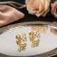 Ornate 14K Gold Marquise Lattice Diamond Earrings | Traditional Halo Studs, Gross Wt: 2.08, Net Wt: 2.032, Diamond. Wt 0.24