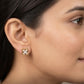 Ornate 14K Gold Marquise Lattice Diamond Earrings | Traditional Halo Studs, Gross Wt: 2.08, Net Wt: 2.032, Diamond. Wt 0.24