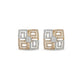 Luxury Two-Tone Square Diamond Mosaic Earrings | Greek Key Inspired Studs, Gross Wt: 6.1, Net Wt: 5.862, Diamond. Wt 1.19