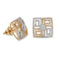 Luxury Two-Tone Square Diamond Mosaic Earrings | Greek Key Inspired Studs, Gross Wt: 6.1, Net Wt: 5.862, Diamond. Wt 1.19