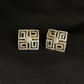 Luxury Two-Tone Square Diamond Mosaic Earrings | Greek Key Inspired Studs, Gross Wt: 6.1, Net Wt: 5.862, Diamond. Wt 1.19