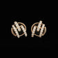 Contemporary 14K Gold Circular Cage Diamond Studs | Open-Frame Halo Earrings, Gross Wt: 1.5, Net Wt: 1.472, Diamond. Wt 0.14