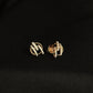 Contemporary 14K Gold Circular Cage Diamond Studs | Open-Frame Halo Earrings, Gross Wt: 1.5, Net Wt: 1.472, Diamond. Wt 0.14