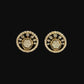 Luxury 14K Gold Double Interlocking Diamond Earrings | Contemporary Halo Studs, Gross Wt: 3.89, Net Wt: 3.7, Diamond. Wt 0.95