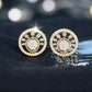 Luxury 14K Gold Double Interlocking Diamond Earrings | Contemporary Halo Studs, Gross Wt: 3.89, Net Wt: 3.7, Diamond. Wt 0.95