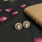 Luxury 14K Gold Double Interlocking Diamond Earrings | Contemporary Halo Studs, Gross Wt: 3.89, Net Wt: 3.7, Diamond. Wt 0.95