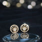 Luxury 14K Gold Double Interlocking Diamond Earrings | Contemporary Halo Studs, Gross Wt: 3.89, Net Wt: 3.7, Diamond. Wt 0.95