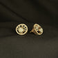 Luxury 14K Gold Double Interlocking Diamond Earrings | Contemporary Halo Studs, Gross Wt: 3.89, Net Wt: 3.7, Diamond. Wt 0.95