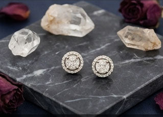 Radiant 14K Gold Diamond Sunburst Petal Earrings | Floral Halo Studs, Gross Wt: 4.71, Net Wt: 4.354, Diamond. Wt 1.78