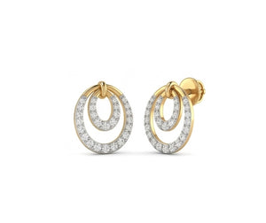 Bold 14K Gold Tiered Pyramid Diamond Earrings | Geometric Statement Studs, Gross Wt: 3.3, Net Wt: 3.196, Diamond. Wt 0.52