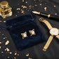 14K Gold Celestial Star-Point Diamond Earrings | Modern Halo Cluster Studs, Gross Wt: 4.31, Net Wt: 4.228, Diamond. Wt 0.41