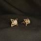 14K Gold Celestial Star-Point Diamond Earrings | Modern Halo Cluster Studs, Gross Wt: 4.31, Net Wt: 4.228, Diamond. Wt 0.41