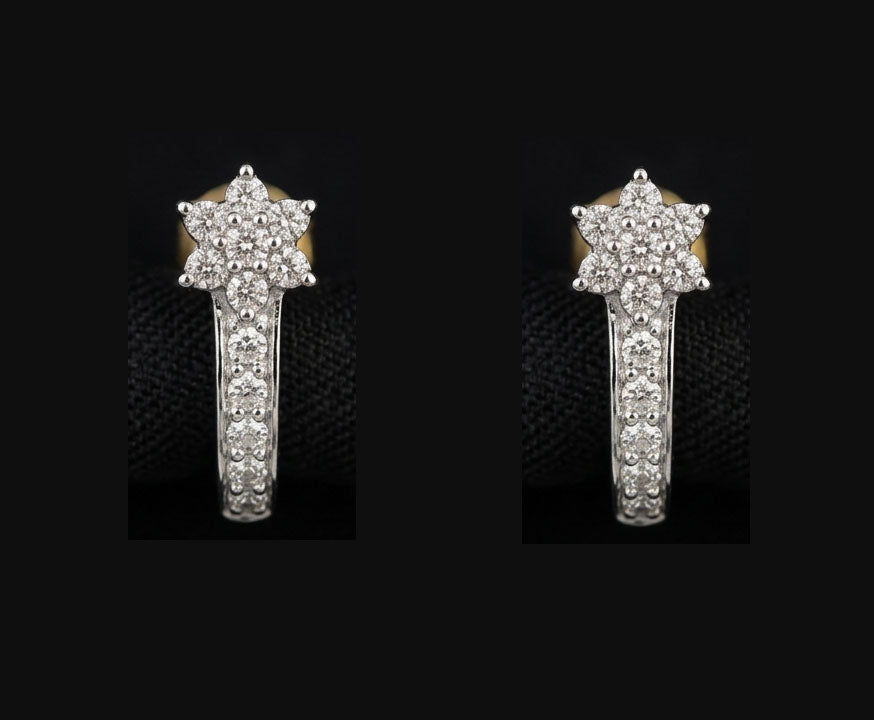 Delicate 14K Gold Scalloped Lace Diamond Earrings | Floral Filigree Studs, Gross Wt: 1.94, Net Wt: 1.886, Diamond. Wt 0.27