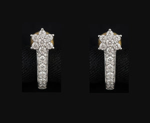 Delicate 14K Gold Scalloped Lace Diamond Earrings | Floral Filigree Studs, Gross Wt: 1.94, Net Wt: 1.886, Diamond. Wt 0.27