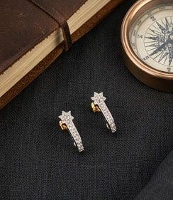 Delicate 14K Gold Scalloped Lace Diamond Earrings | Floral Filigree Studs, Gross Wt: 1.94, Net Wt: 1.886, Diamond. Wt 0.27