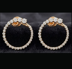 Unique 14K Gold Geometric Twist Diamond Earrings | Contemporary Designer Studs, Gross Wt: 4.55, Net Wt: 4.294, Diamond. Wt 0.98, Stone.Wt 0.3