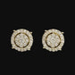 IGI Certified 14KT Gold Round Halo Diamond Earrings | Classic Studs, Gross Wt: 1.84, Net Wt: 1.78, Diamond. Wt 0.3
