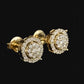 IGI Certified 14KT Gold Round Halo Diamond Earrings | Classic Studs, Gross Wt: 1.84, Net Wt: 1.78, Diamond. Wt 0.3